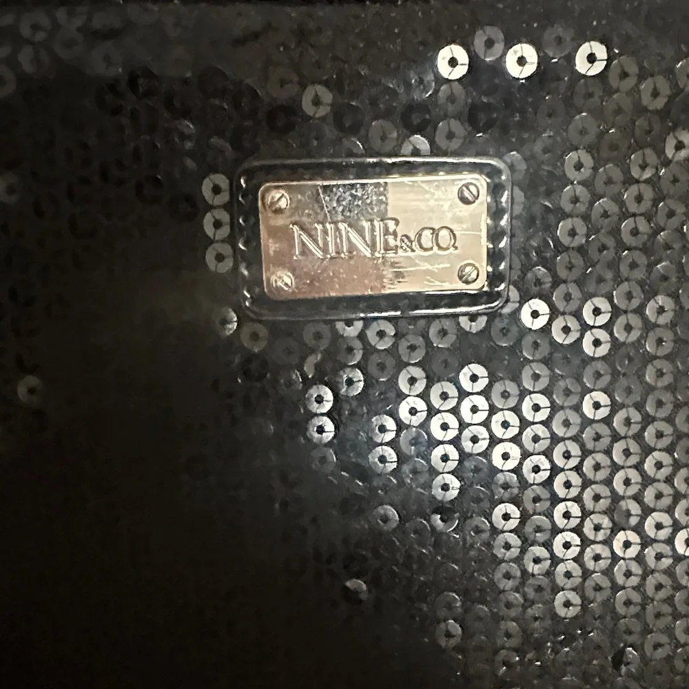 Nine & Co. Black Sequin Cosmetic Case/Clutch